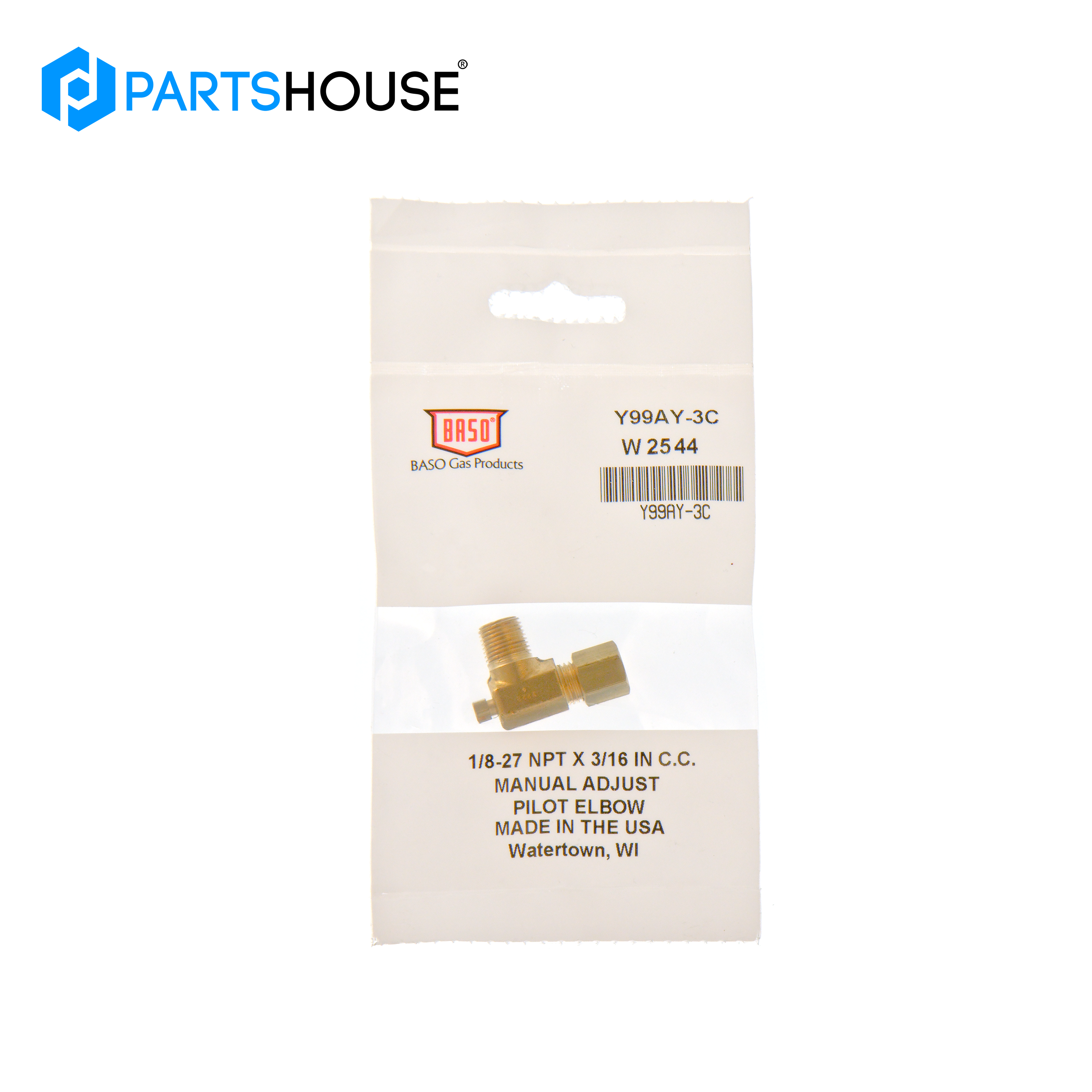 Baso Y99AY-3C Codo de ajuste manual para piloto 1/8 x 3/16